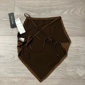 Motel Rocks satin brown tie back women’s top size xs!